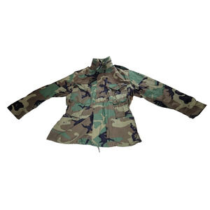 Vintage Military Jacket Mens Size Medium Camo Cargo Army Green Outdoor Gorpcore